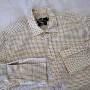Polo Ralph Lauren Shirt Mens 16.5/42 Yellow Button Up French Cuff Preppy *FLAW
